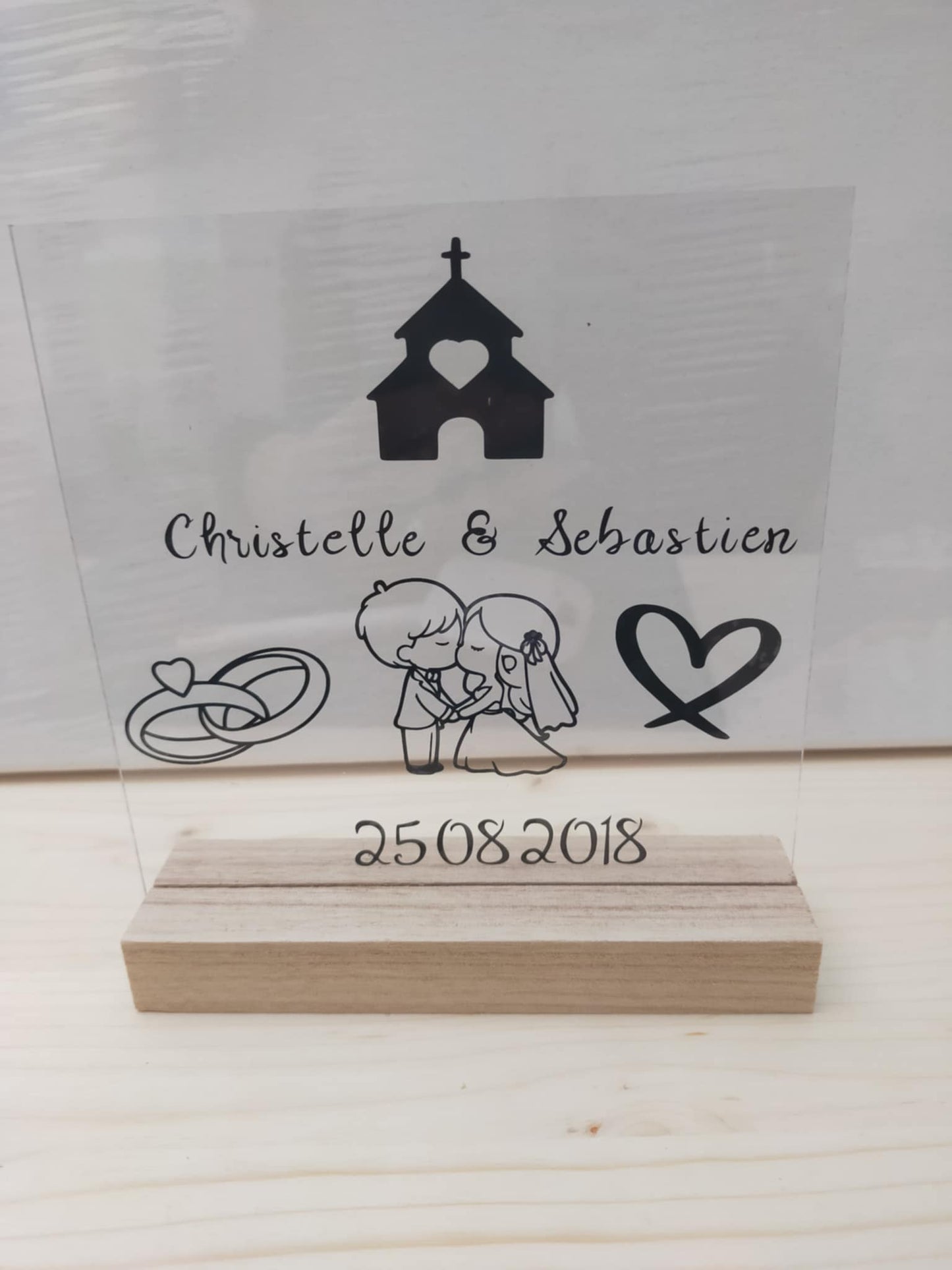 cadre en plexi sur support bois